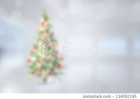 Blurry christmas tree in room 134092195