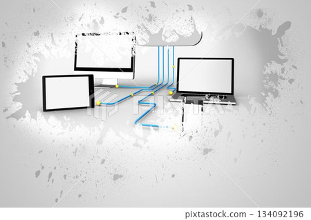 Splash on wall revealing file transfer graphic 134092196