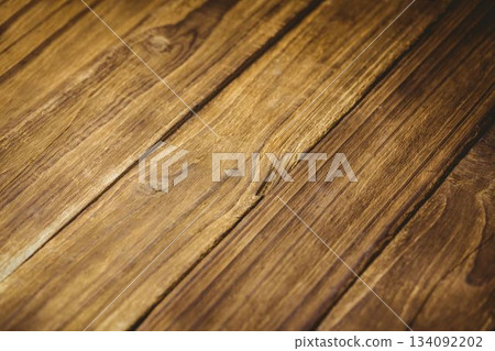 Brown wooden planks are aligning diagonally in flat design, showing natural grain and knots Brown wooden planks are aligning diagonally in flat design, showing natural grain and knots 134092202