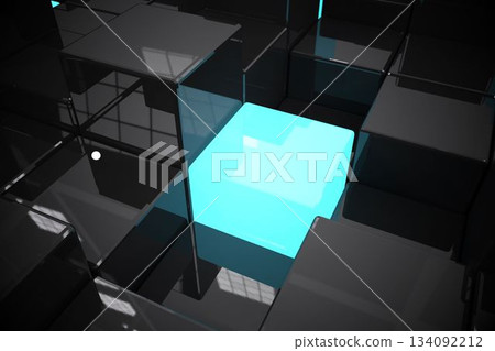 Digital composite image of black cubes 134092212