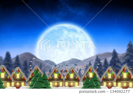 Quaint town with bright moon Quaint town with bright moon 134092277