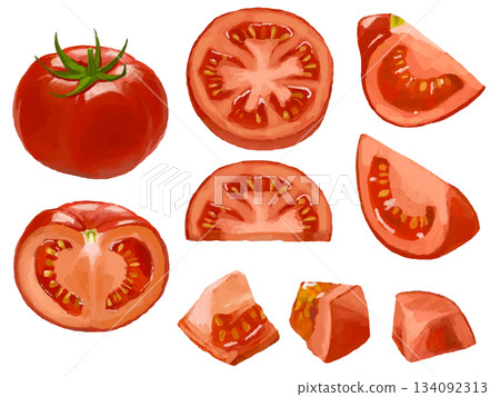 各種切法的西紅柿插圖集 [蔬菜食品] 134092313