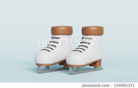 White Ice Figure Skates. 3D Rendering. White Ice Figure Skates. 3D Rendering. 134092351