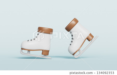 White Ice Figure Skates. 3D Rendering. 134092353
