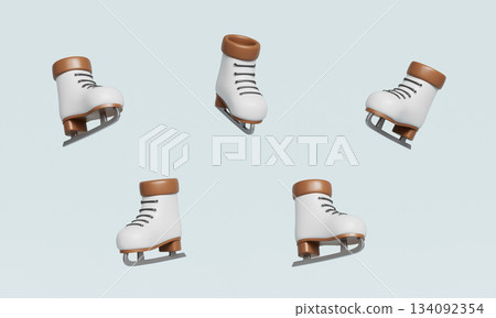 White Ice Figure Skates. 3D Rendering. White Ice Figure Skates. 3D Rendering. 134092354