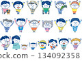 Multigenerational and diverse community of people: Vector illustrations of children, elderly people, foreigners, wheelchair users, and guide dogs 134092358