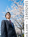 AI-generated image of a man in a suit and cherry blossoms 134092455
