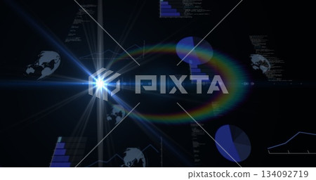 Image with rainbow light effect enhancing digital data visualization on charts Image with rainbow light effect enhancing digital data visualization on charts 134092719