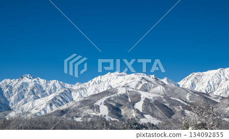 Snow-capped mountains of the Northern Alps, Hakuba Village, Nagano Prefecture 134092855