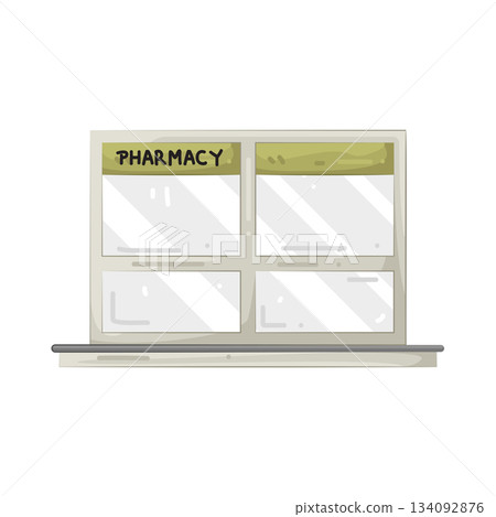 Illustration of pharmacy counter window  134092876