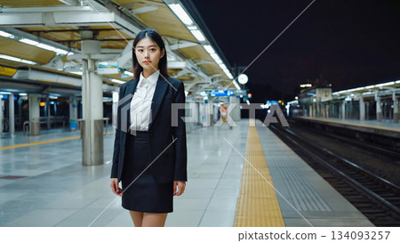 夜幕降臨，月台上 134093257