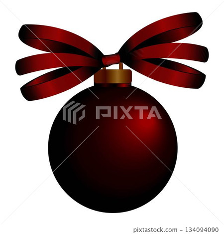 Christmas decoration in form of ball with sparkles realistic 3d design. Xmas ornament Red with black Christmas ball with decorative bow in glitters. Holiday New Year element round decorative bauble. Christmas decoration in form of ball with sparkles realistic 3d design. Xmas ornament Red with black Christmas ball with decorative bow in glitters. Holiday New Year element round decorative bauble. 134094090