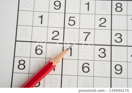 Puzzle game with pencil for practice skill. 134094278