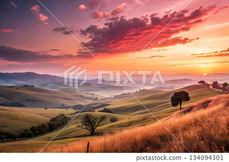 sunset in the mountains 134094301