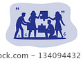 eamwork Collaboration Silhouette Illustration - Working Together to Solve Problems and Build Ideas 134094432