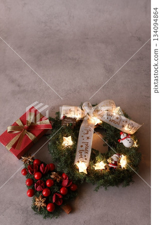 Lighted Christmas wreath Lighted Christmas wreath 134094864