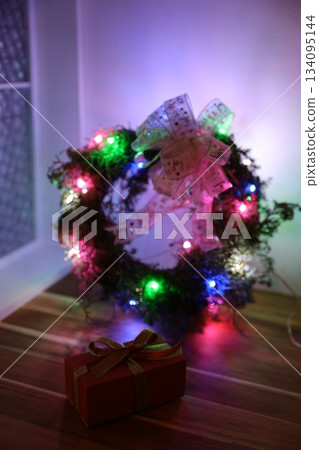 Lighted Christmas wreath 134095144