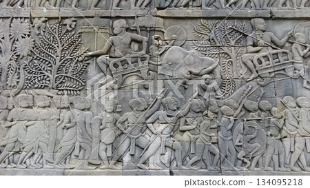 Mural reliefs at Angkor Thom Mural reliefs at Angkor Thom 134095218