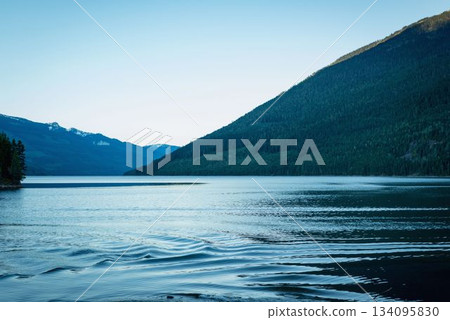 Lakefront lighting by sunset Lakefront lighting by sunset 134095830