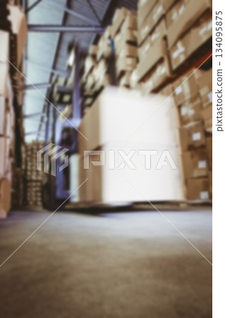 Cardboard boxes on forklift 134095875