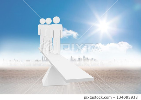 White human resource scales in front of city White human resource scales in front of city 134095938
