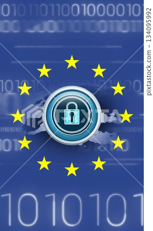 European union flag with safety concept European union flag with safety concept 134095992