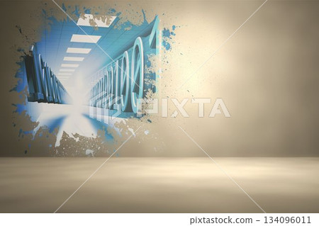 Splash on wall revealing binary code Splash on wall revealing binary code 134096011