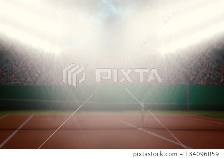 Digitally generated image of luminous tennis court Digitally generated image of luminous tennis court 134096059