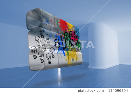 Idea graphic on abstract screen in room Idea graphic on abstract screen in room 134096294