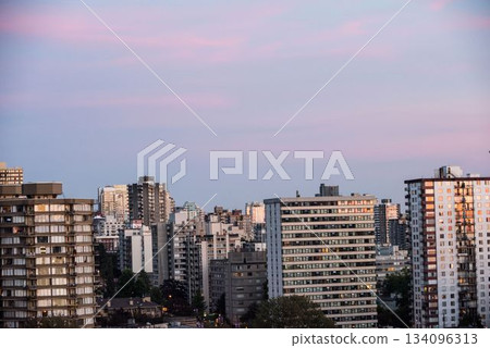 Buildings against sky during sunset 134096313