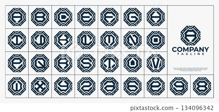 Luxury line abstract ornament letter A-Z logo set Luxury line abstract ornament letter A-Z logo set 134096342