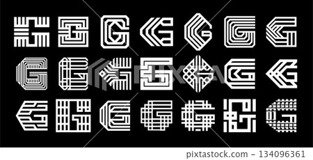 Luxury line decorative letter G logo set Luxury line decorative letter G logo set 134096361
