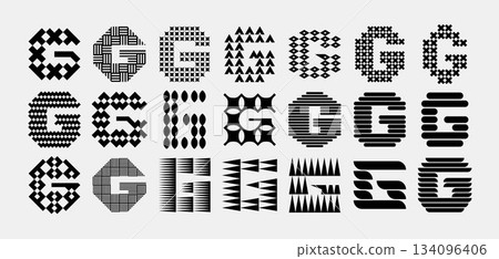 Decorative ornament abstract letter G logo set Decorative ornament abstract letter G logo set 134096406