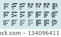 Elegant decorative abstract letter F logo set 134096411