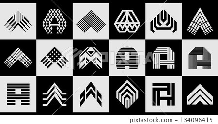 Set of abstract monogram letter A logo branding 134096415