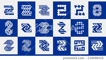 Business abstract letter Z logo, number 2 design set Business abstract letter Z logo, number 2 design set 134096416