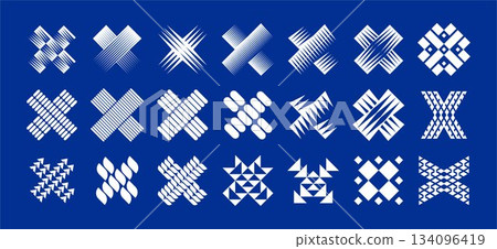 Decorative ornament abstract letter X logo set Decorative ornament abstract letter X logo set 134096419