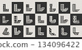 Bundle of digital flat line abstract letter L logo 134096422