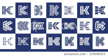 Collection of minimalist abstract letter K logo 134096423