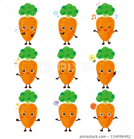 Carrot character facial expression set Carrot character facial expression set 134096482