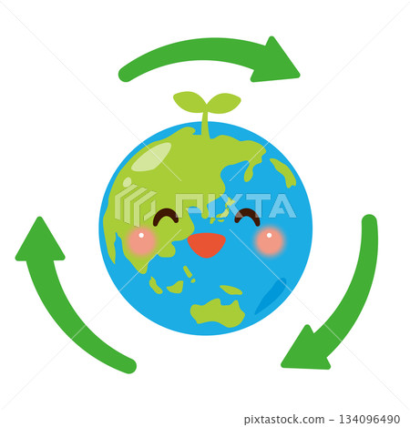 地球特徵和回收符號插圖 地球特徵和回收符號插圖 134096490