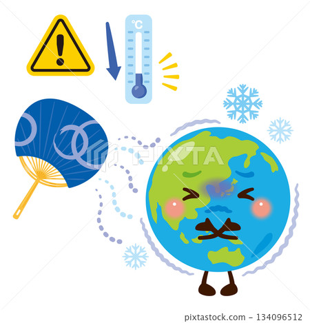 地球因全球變冷而感到寒冷的插圖 134096512