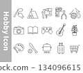 Simple hobby icon set 134096615