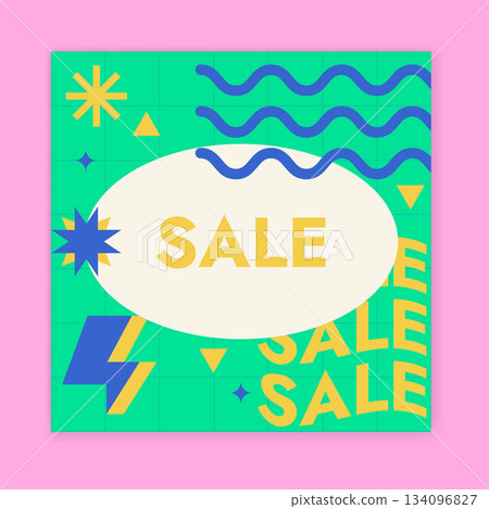 Design with Graphic Memphis Element. Background Retro Art for Advertising, Web, Social Media, Poster, Banner, Cover. Sale offer Design with Graphic Memphis Element. Background Retro Art for Advertising, Web, Social Media, Poster, Banner, Cover. Sale offer 134096827