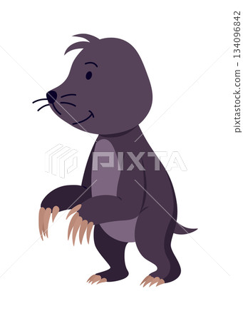 Vector cartoon mole. Cute illustration of funny animal for children design 134096842