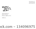 Cute Year of the Horse 2026 New Year's card material 134096975