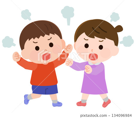 Boy and girl fighting illustration Boy and girl fighting illustration 134096984