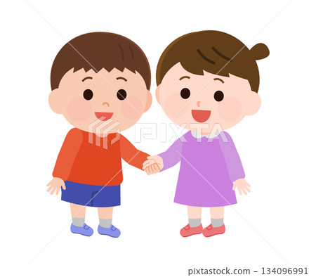 Illustration of a boy and girl who are good friends 134096991