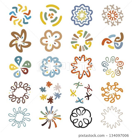 Abstract boha shape contemporary modern art flower design element illustration for background 134097006