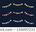 Hand-drawn red, blue, and yellow garland illustration material set_vector 134097231
